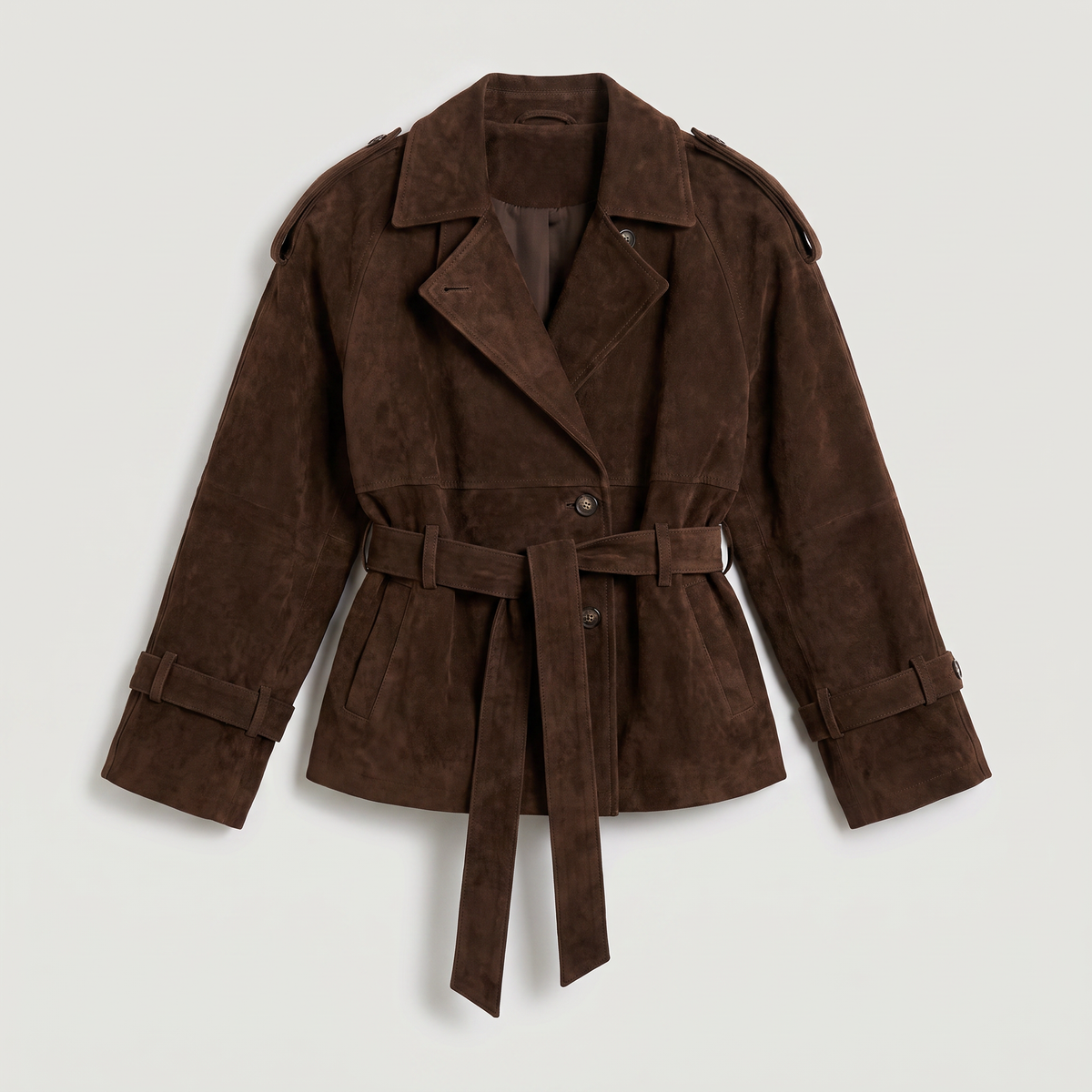Women's Cropped Suede Trench Jacket