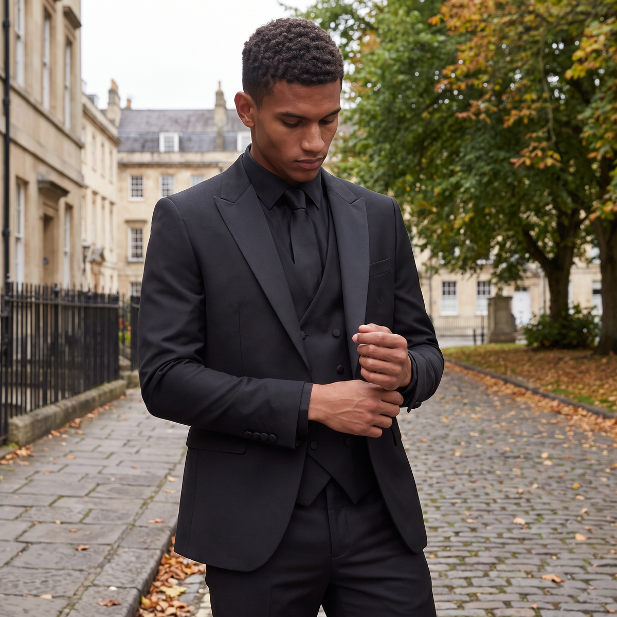 Men's Double-Breasted Slim Fit Three-Piece Suit