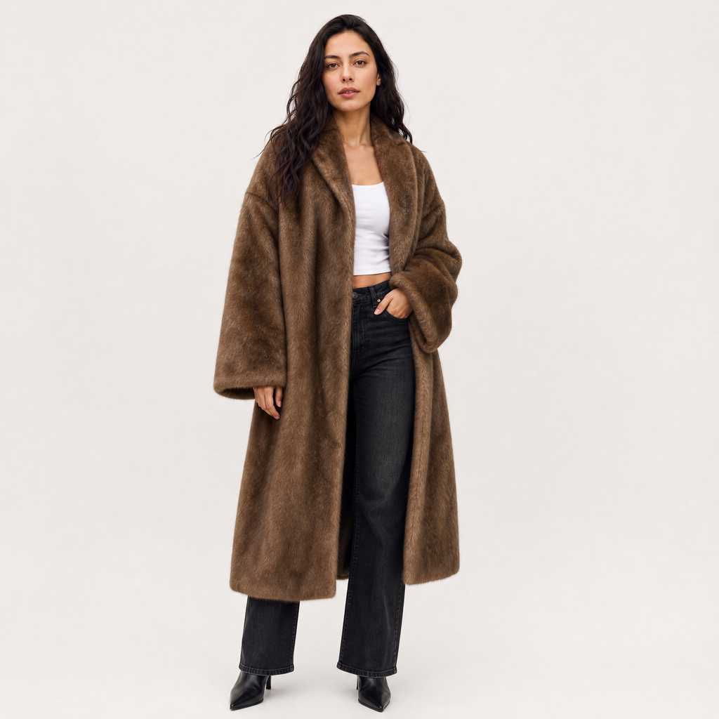 Women's Long Faux Fur Overcoat