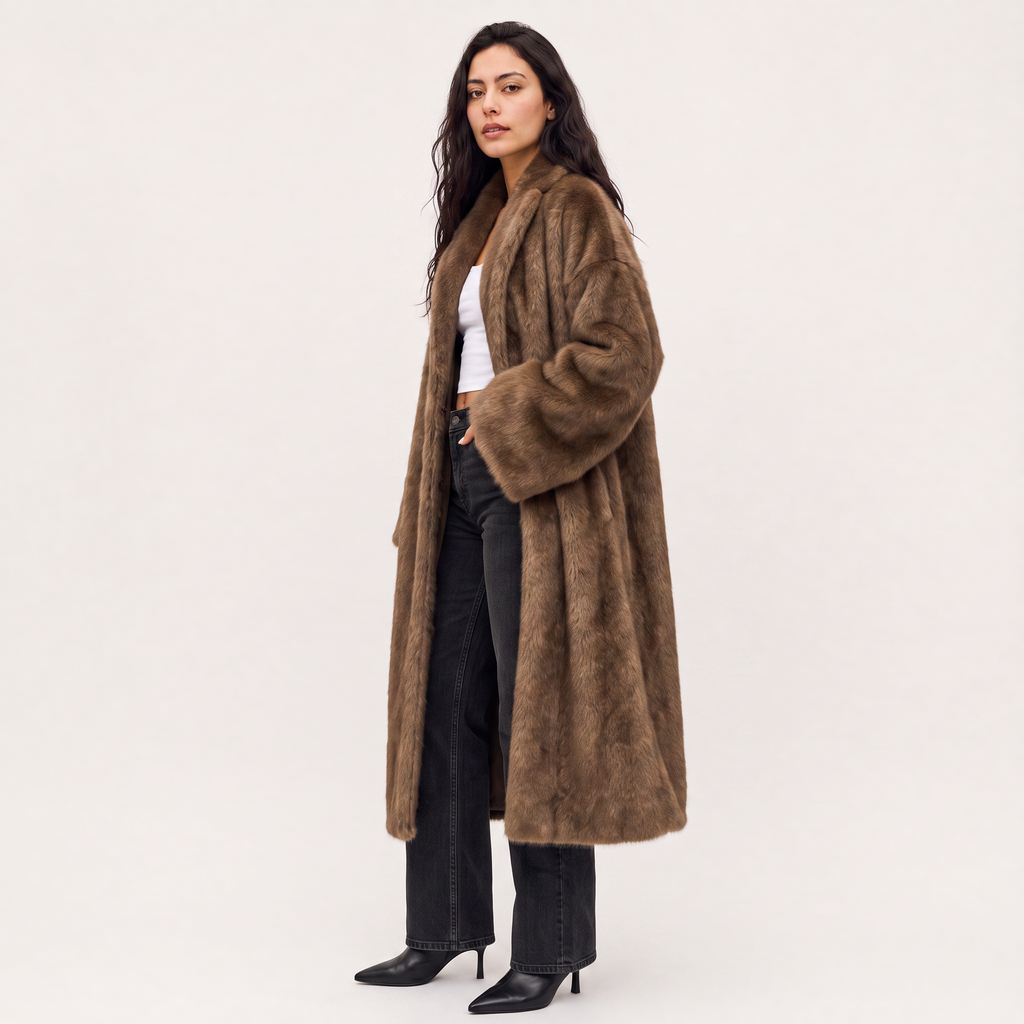 Women's Long Faux Fur Overcoat