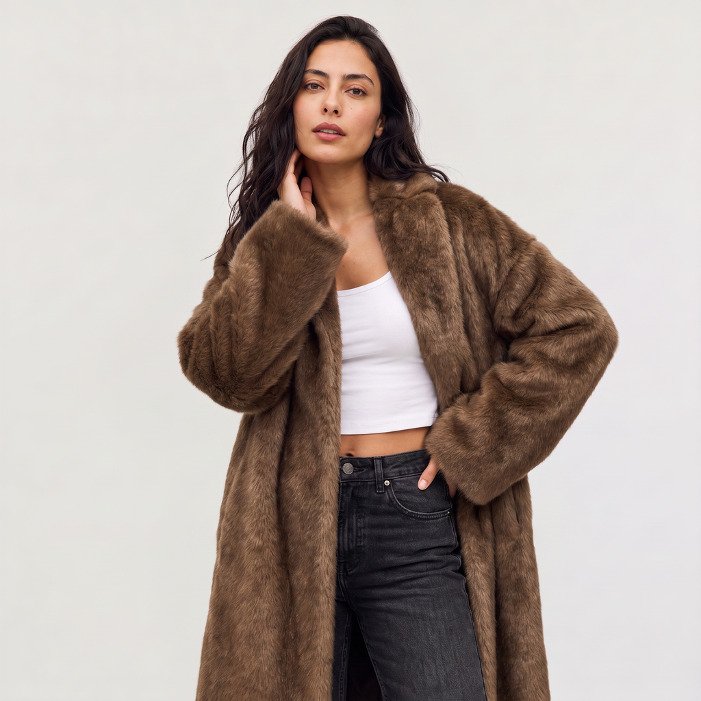 Women's Long Faux Fur Overcoat