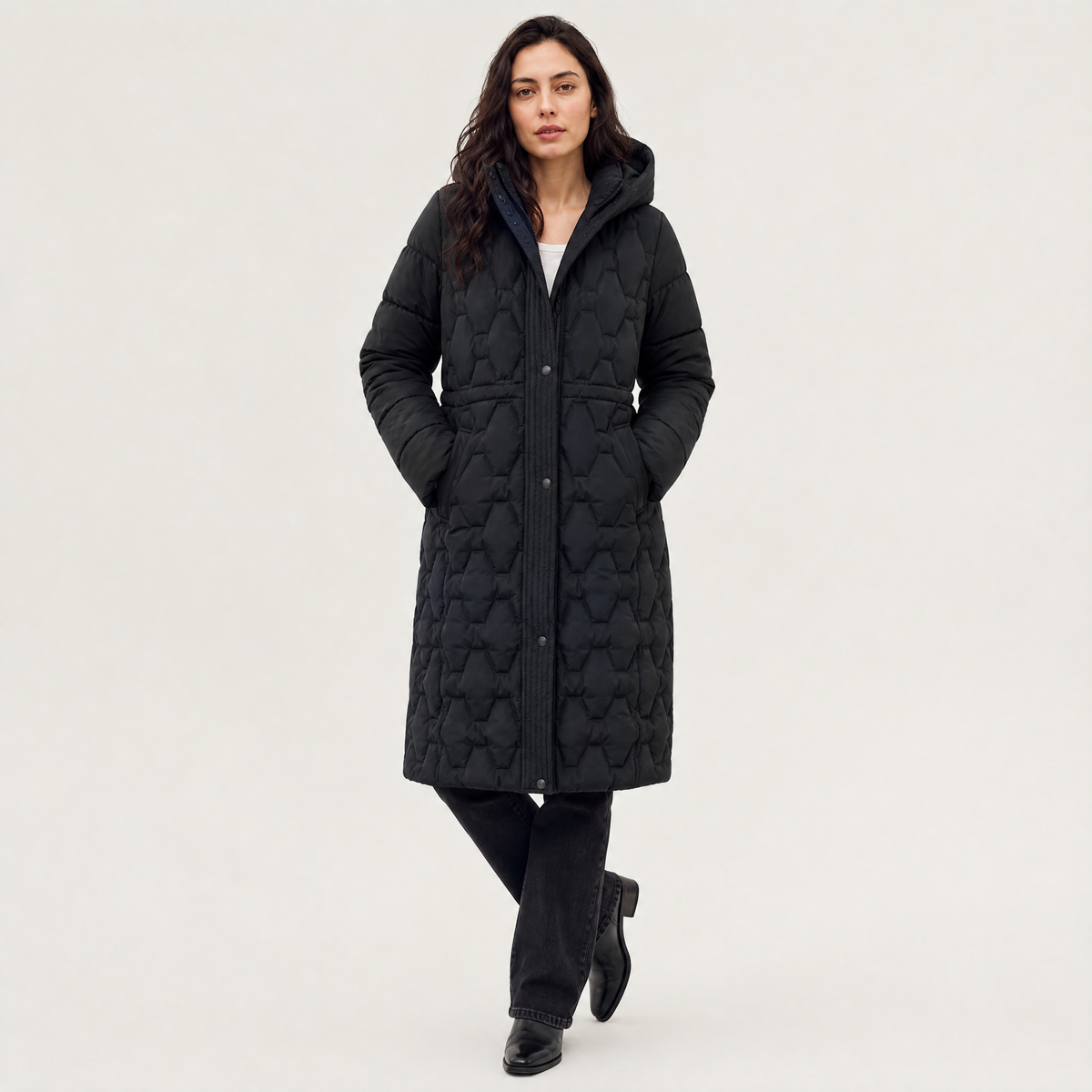 Women's Long Hooded Quilted Puffer Coat