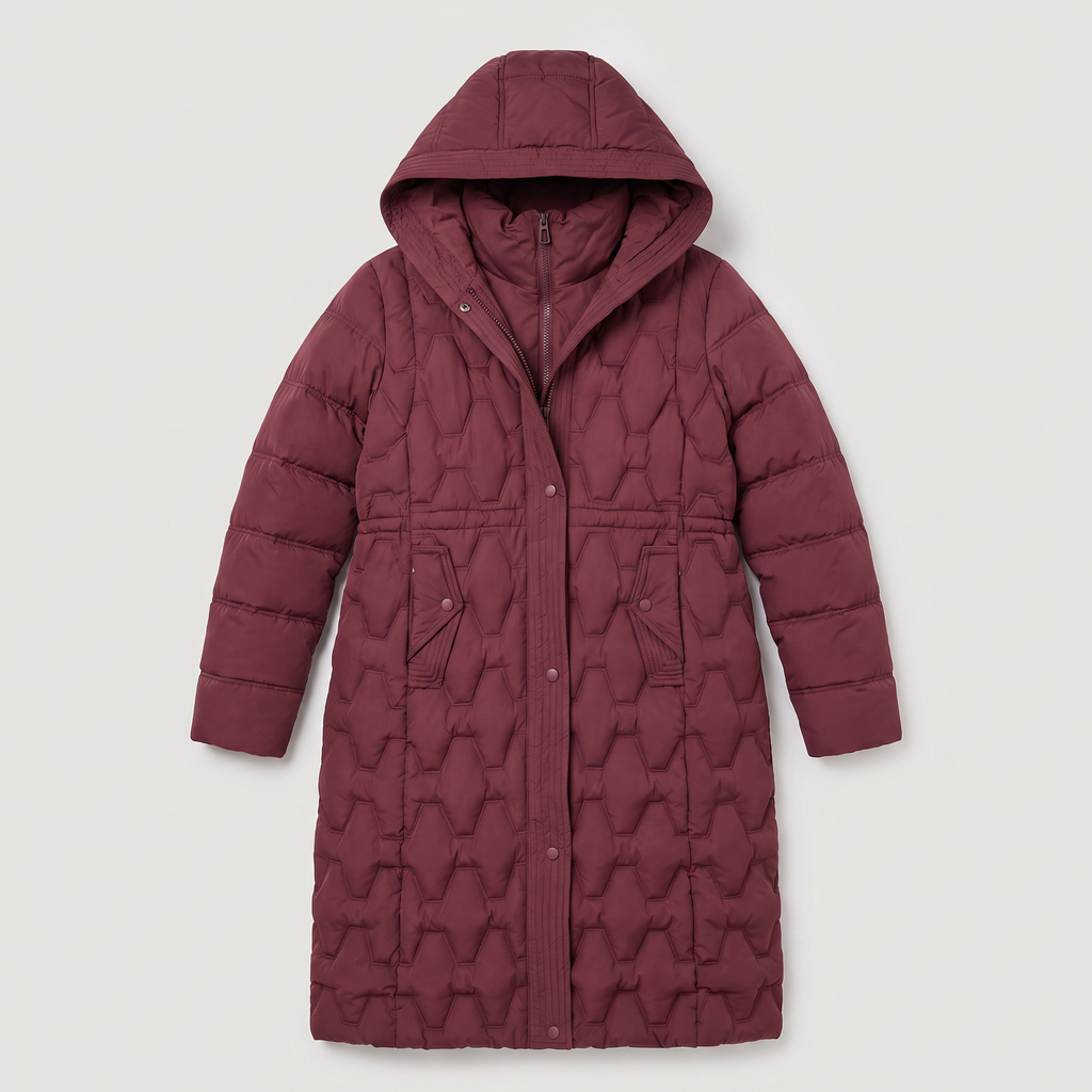 Women's Long Hooded Quilted Puffer Coat