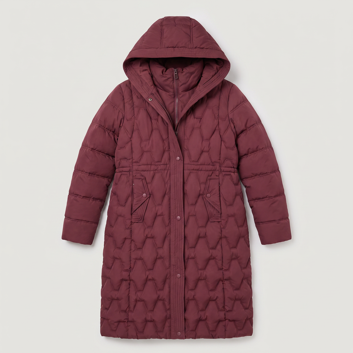 Women's Long Hooded Quilted Puffer Coat