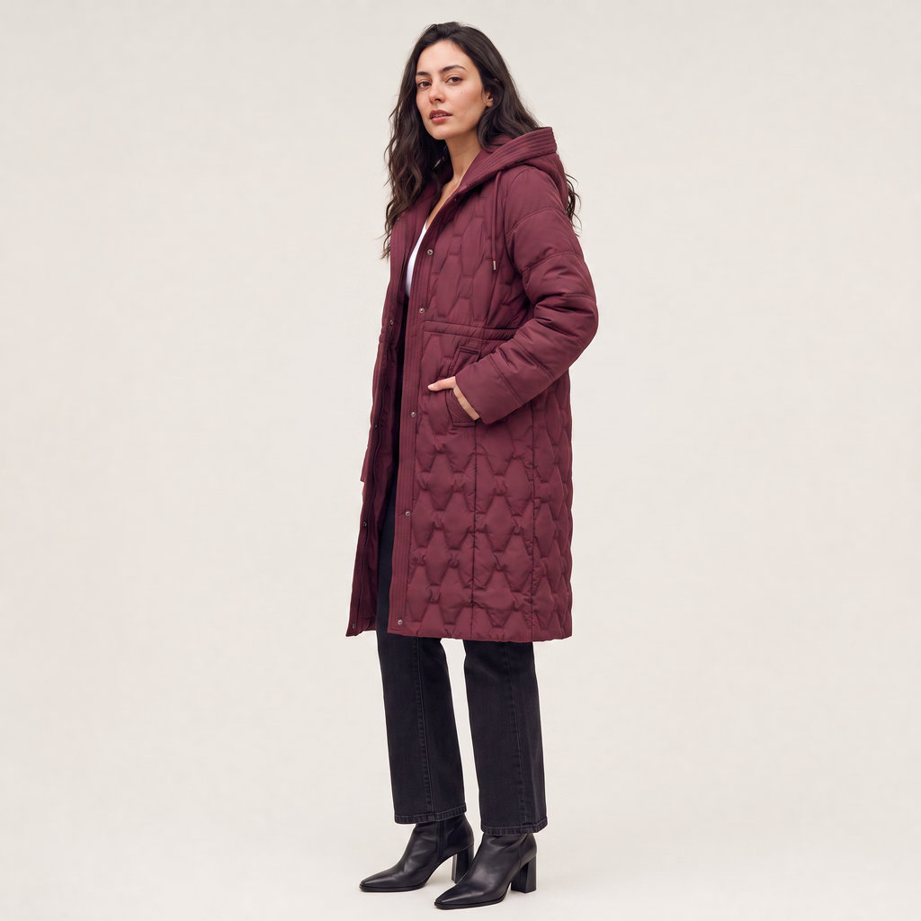 Women's Long Hooded Quilted Puffer Coat