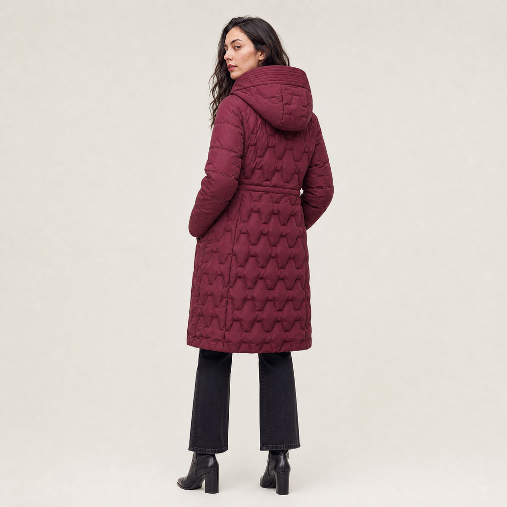 Women's Long Hooded Quilted Puffer Coat