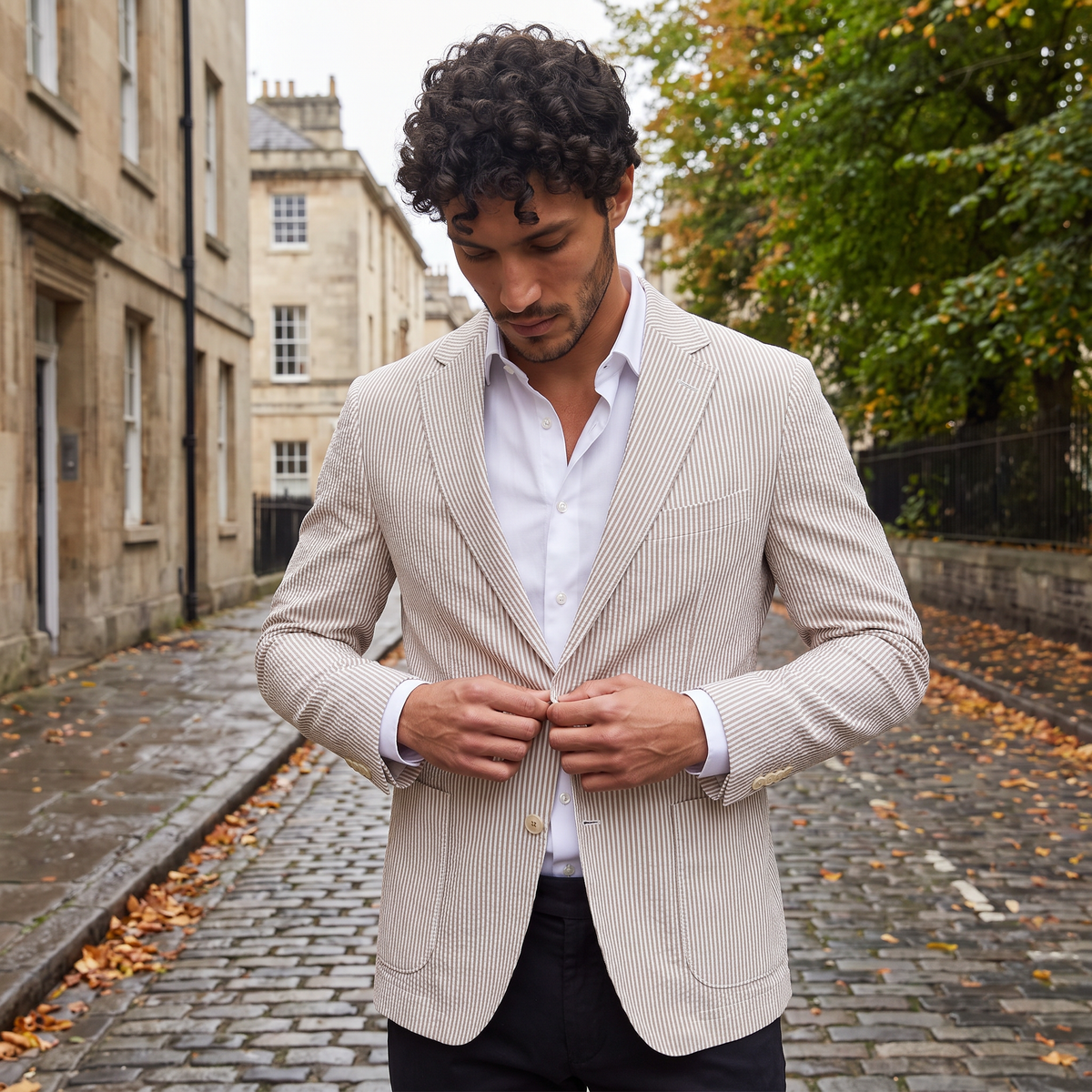 Men's Striped Tailored Blazer