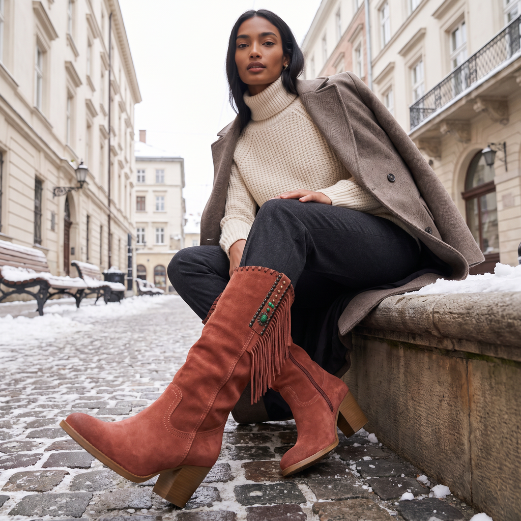 Women's Western Fringe Suede Boots