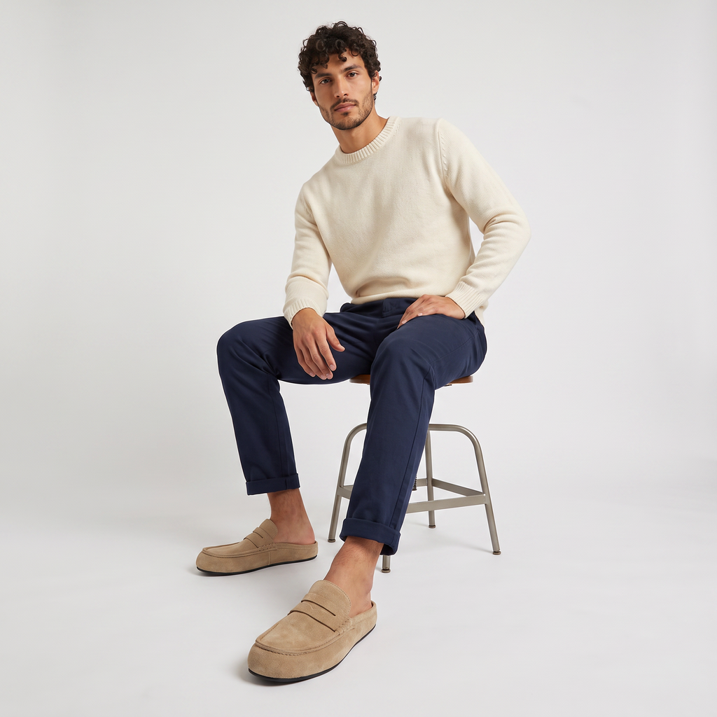 Men's Backless Mule Suede-Look Loafers