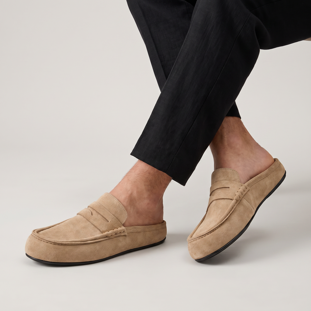 Men's Backless Mule Suede-Look Loafers