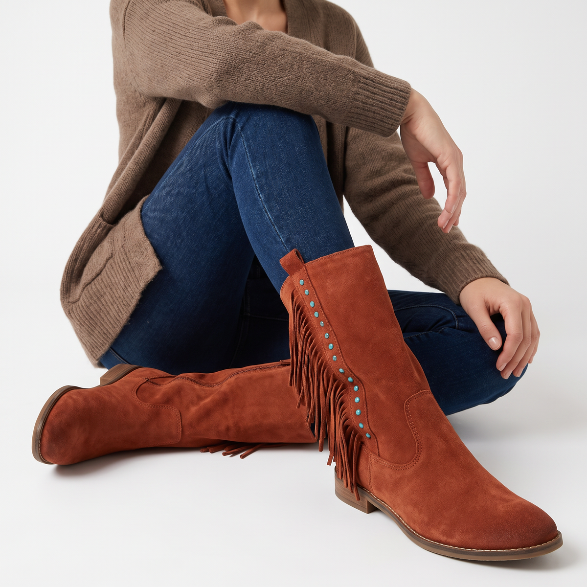Women's Western Fringe Suede Boots