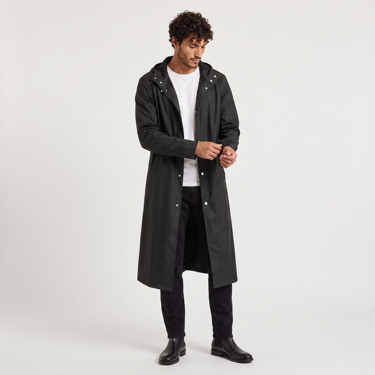 Men's Extra Long Hooded Raincoat