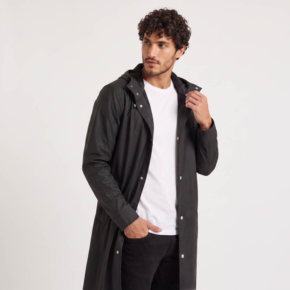 Men's Extra Long Hooded Raincoat