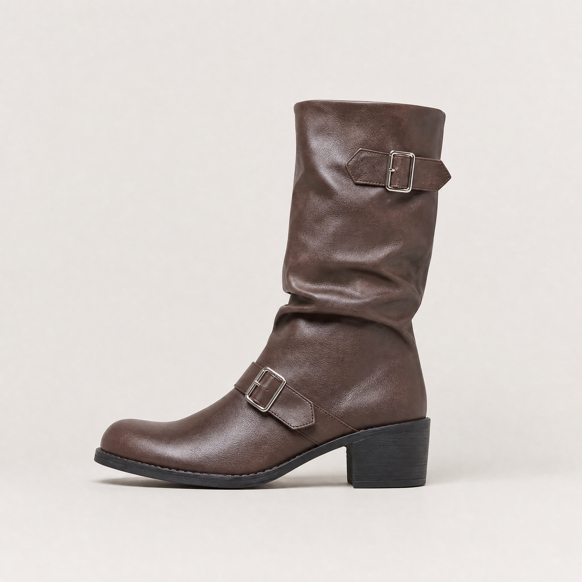 Women's Tall Buckle Block Heel Boots
