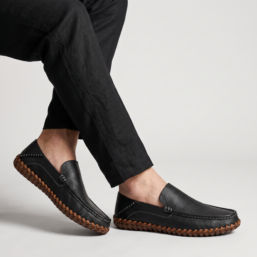 Men's Leather Handstitched Slip-On Loafers
