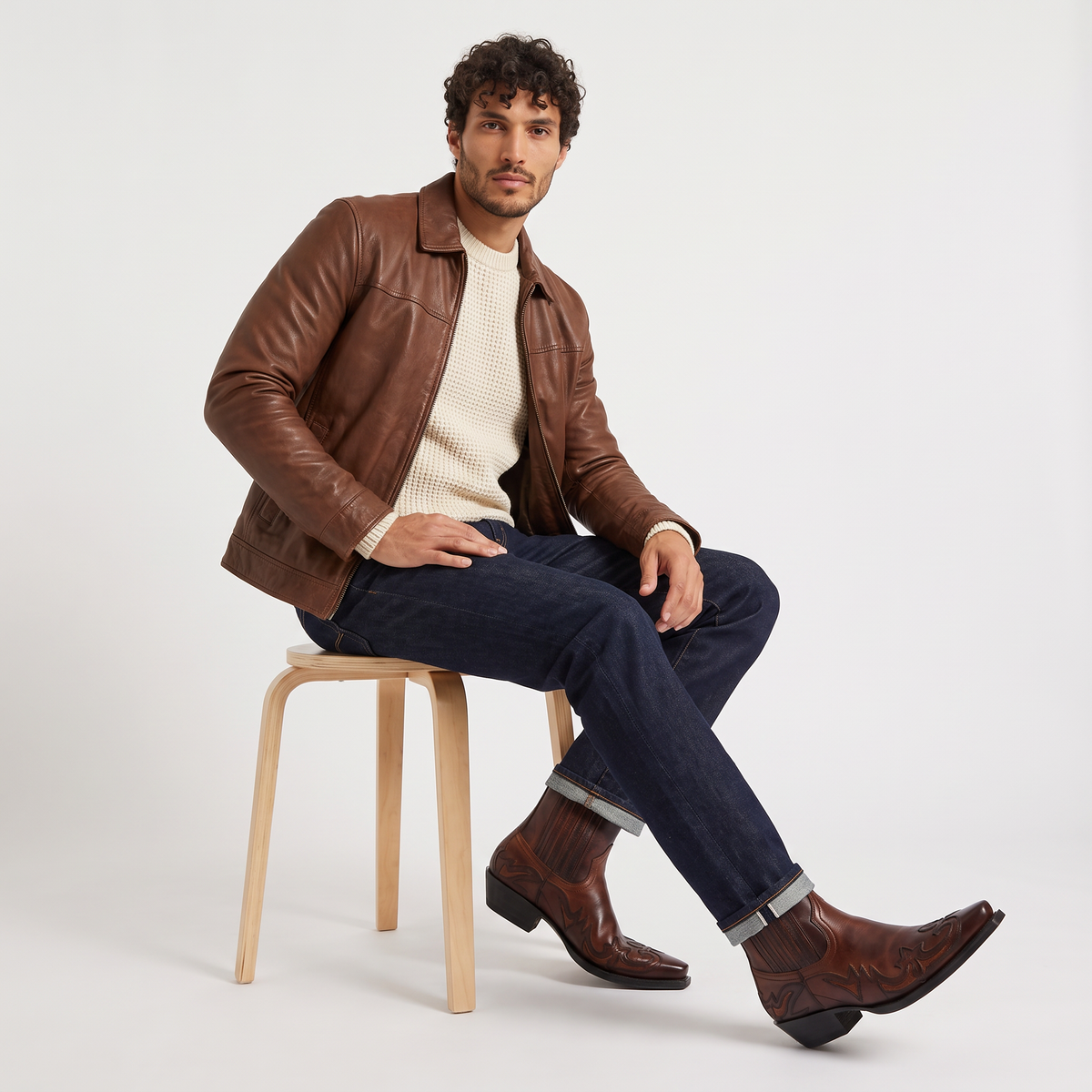 Men's Square Toe Western-Style Boots