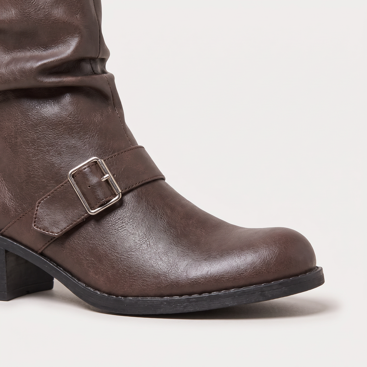 Women's Tall Buckle Block Heel Boots