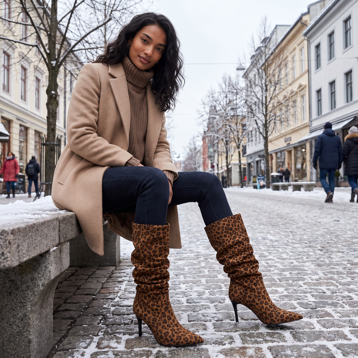 Women’s Suede-Style Slouch Knee High Boots
