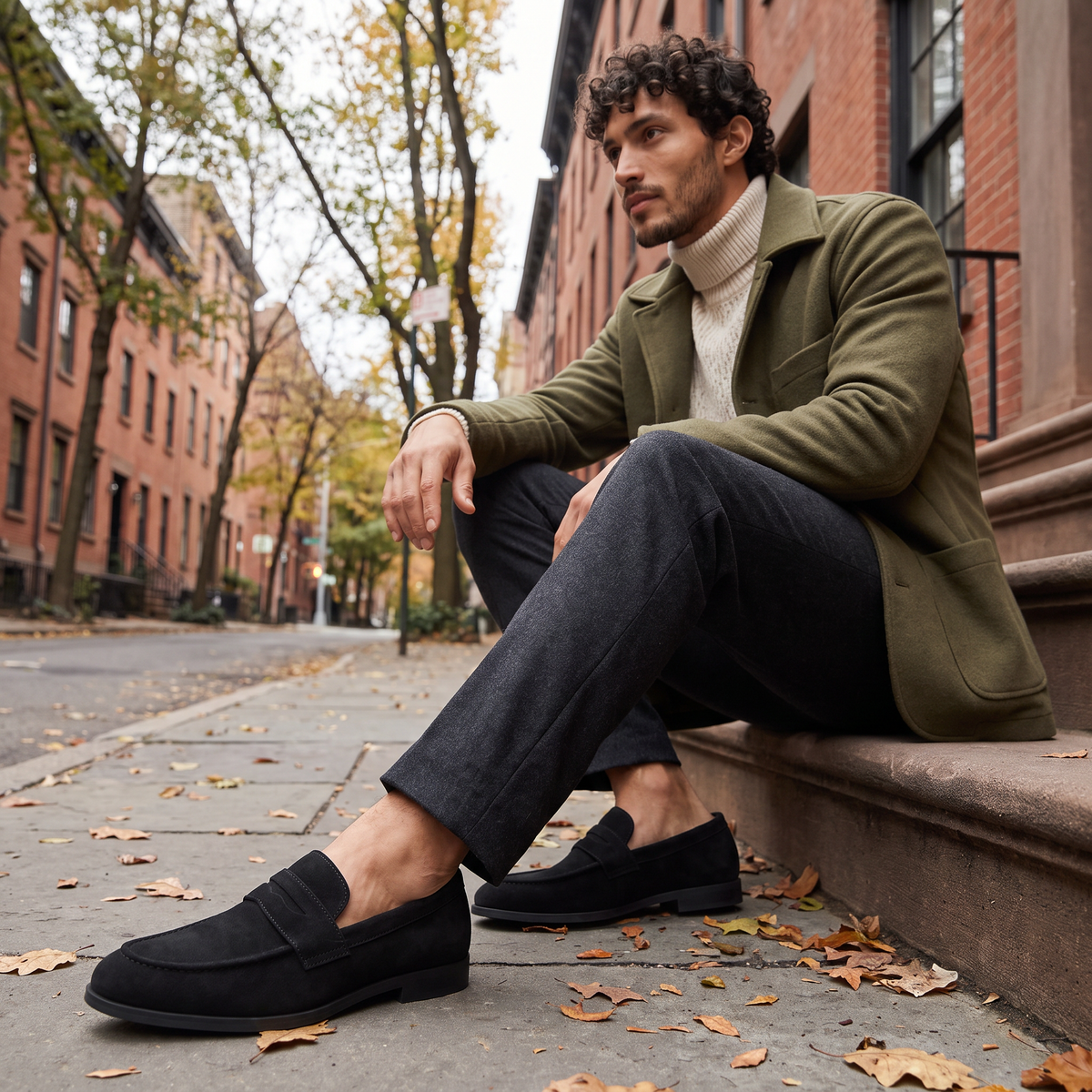 Men's Suede-Look Penny Loafers