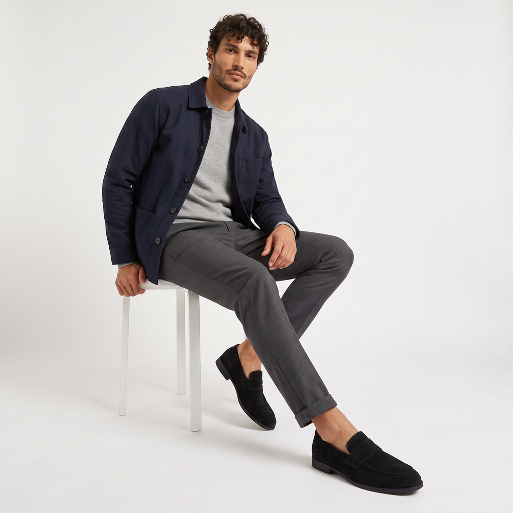 Men's Suede-Look Penny Loafers