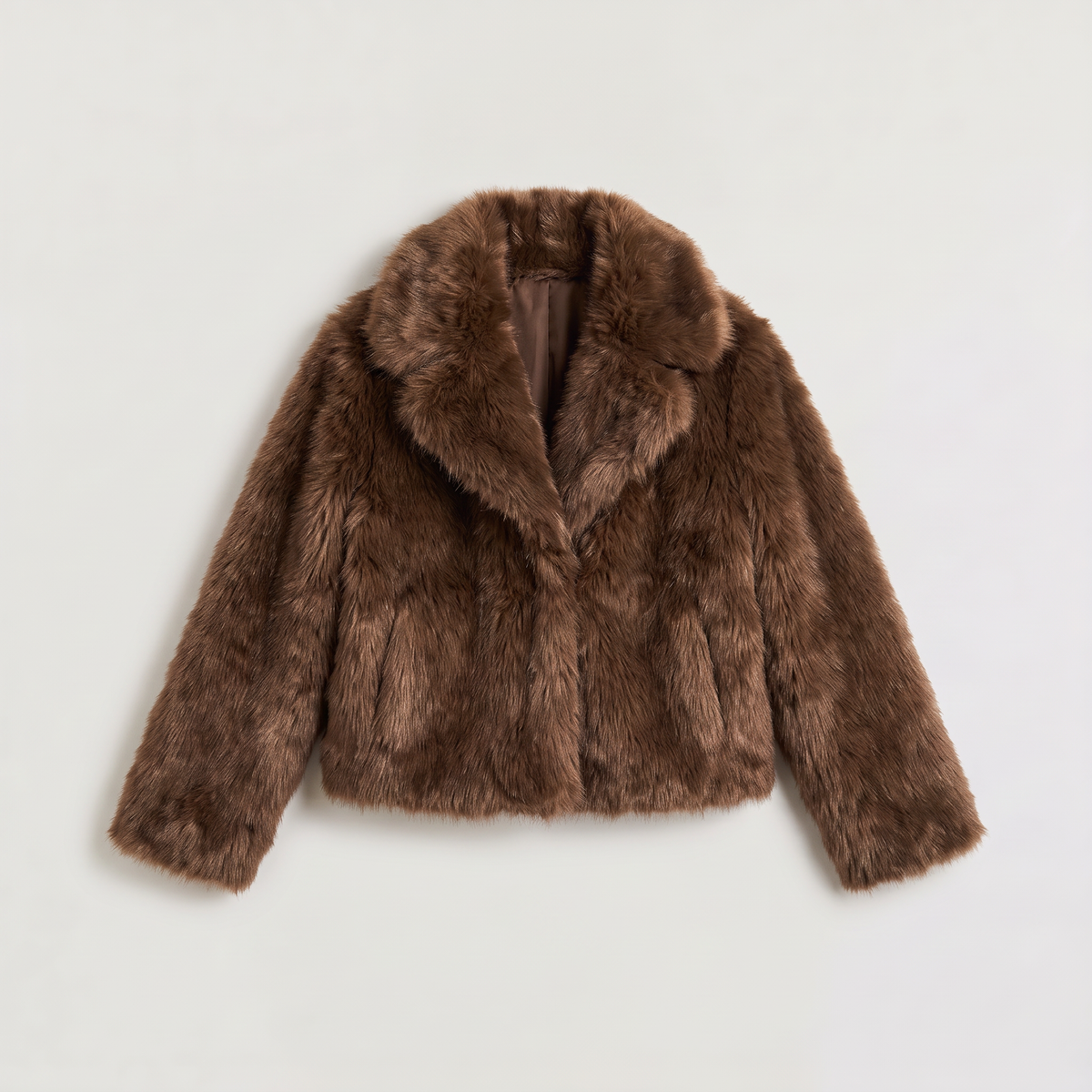 Women’s Cropped Shaggy Faux-Fur Long Sleeves Jacket