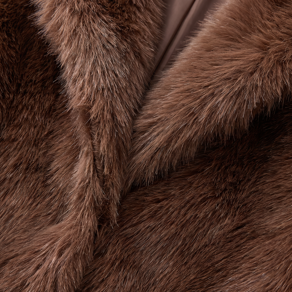 Women’s Cropped Shaggy Faux-Fur Long Sleeves Jacket