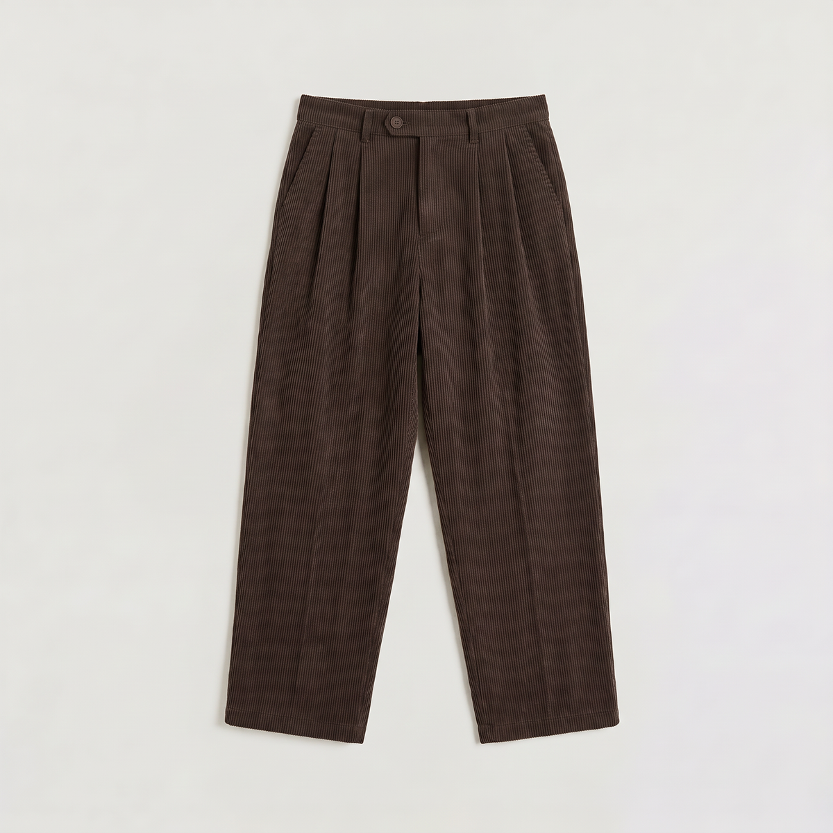 Men's Wide-Leg Pleated Corduroy Trousers