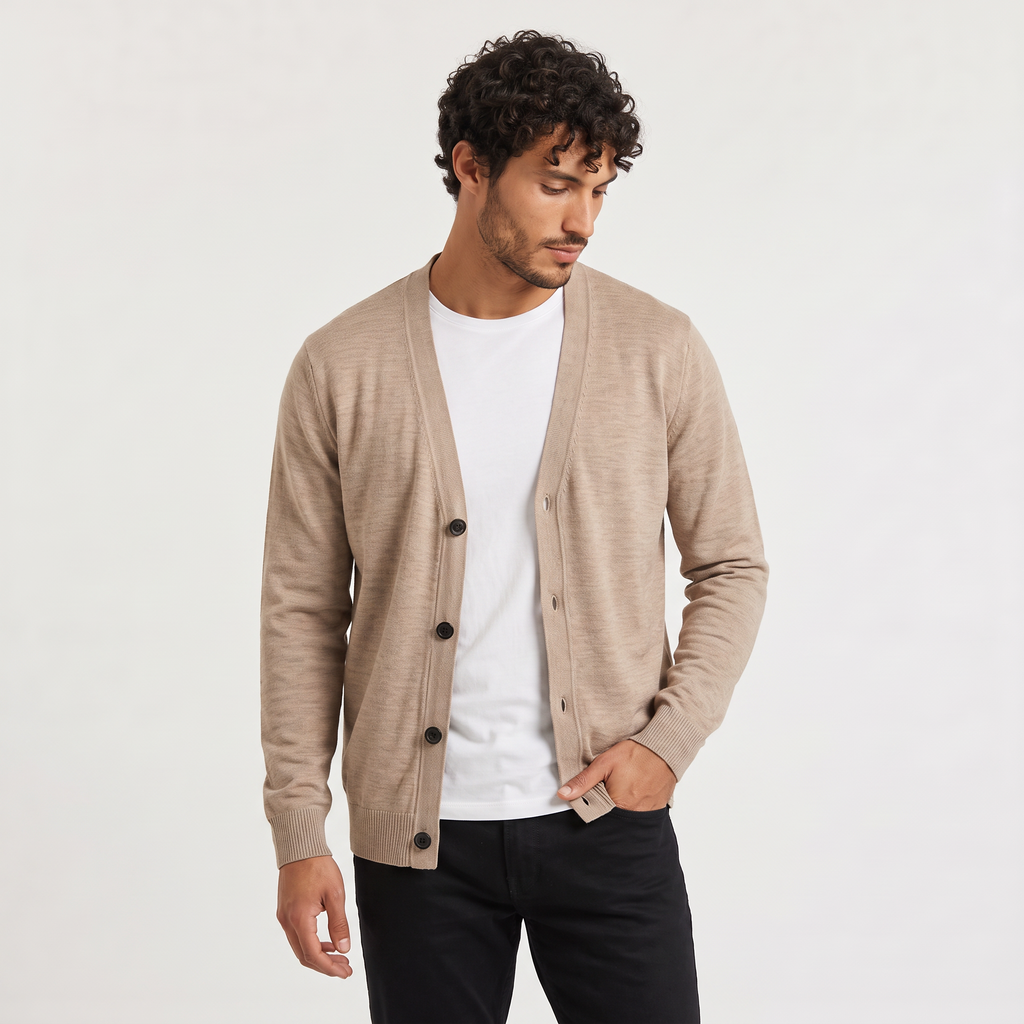 Men's Knit V-Neck Button-Front Cardigan Jumper