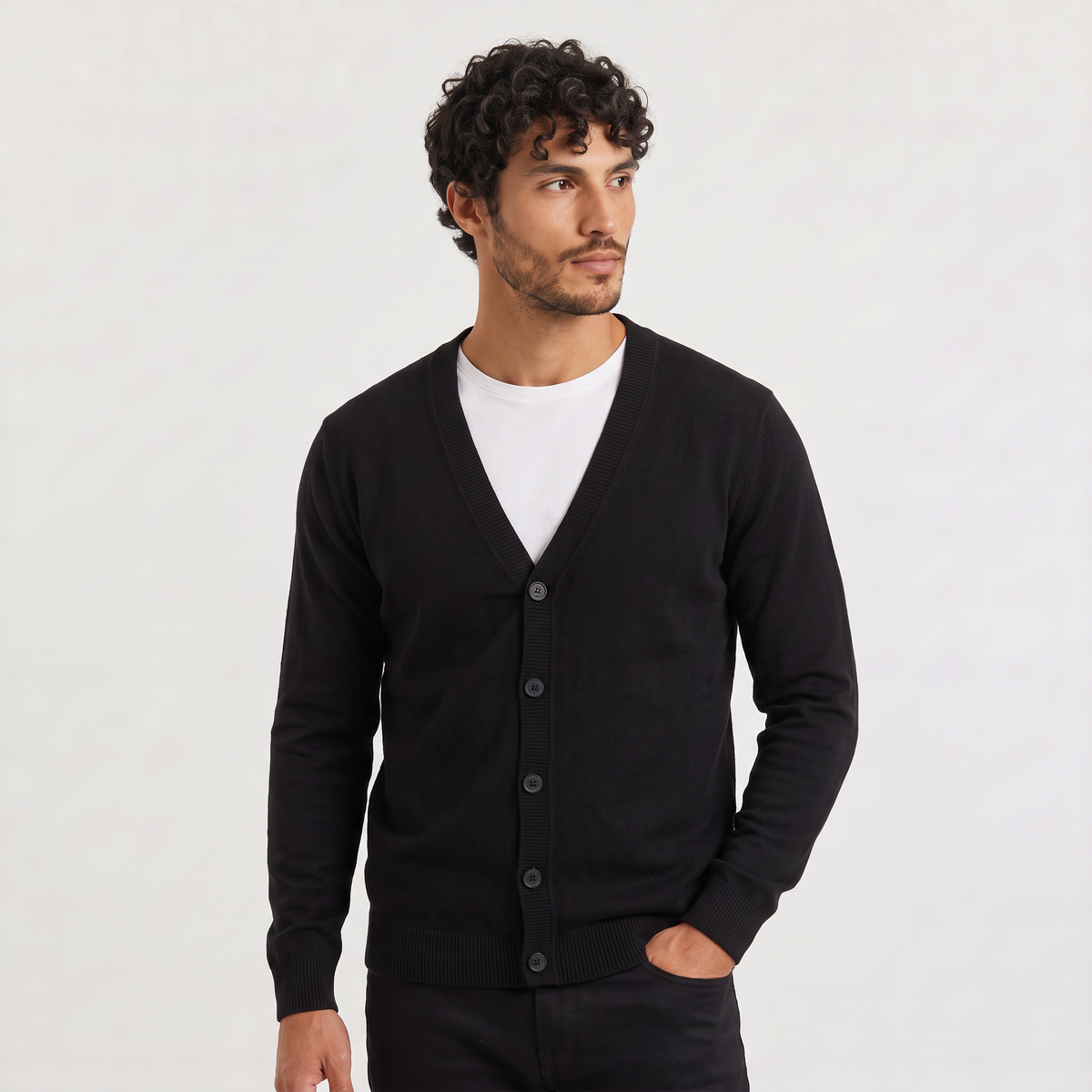 Men's Knit V-Neck Button-Front Cardigan Jumper