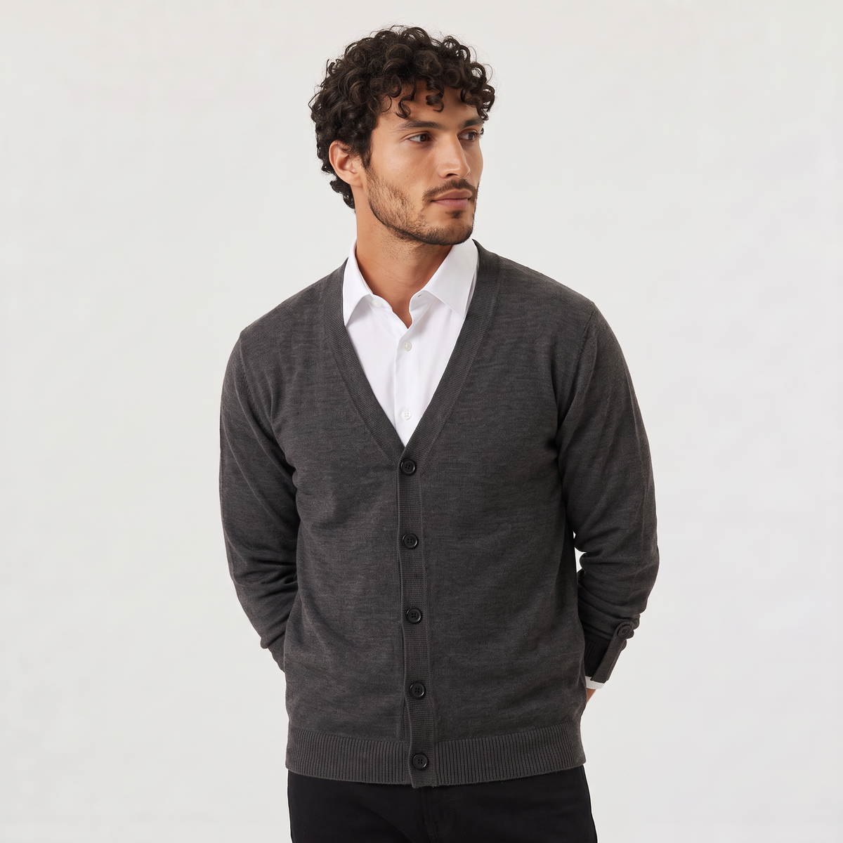 Men's Knit V-Neck Button-Front Cardigan Jumper