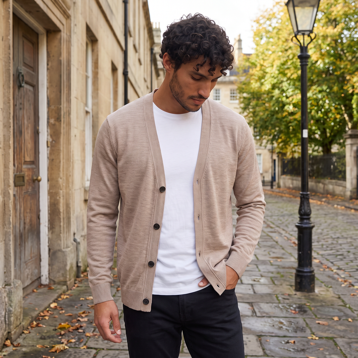 Men's Knit V-Neck Button-Front Cardigan Jumper