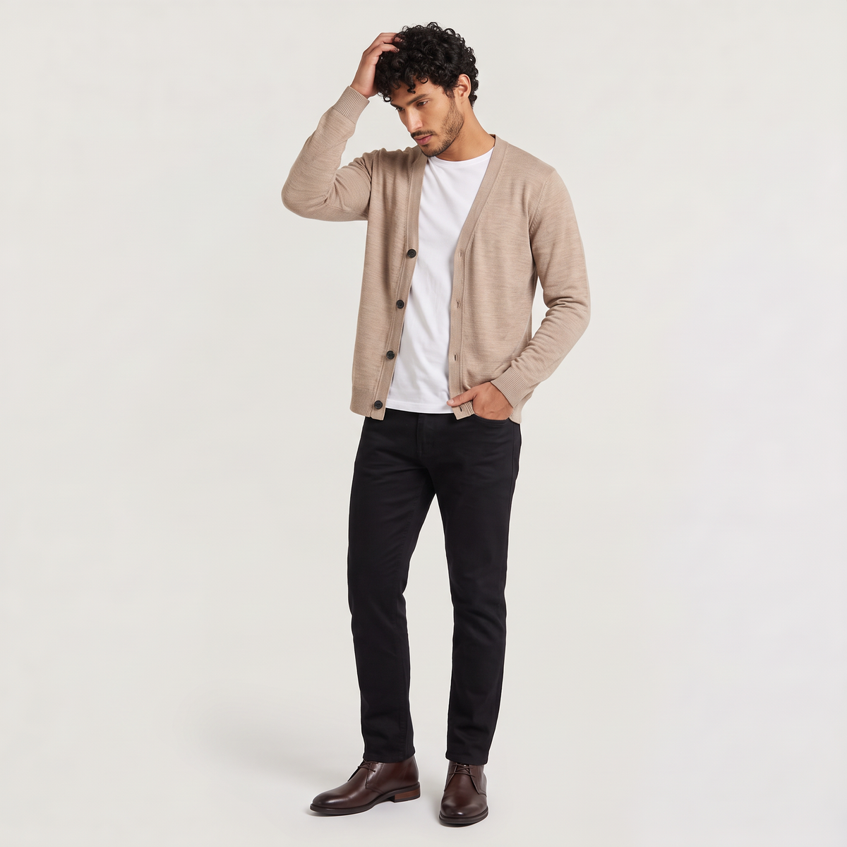 Men's Knit V-Neck Button-Front Cardigan Jumper