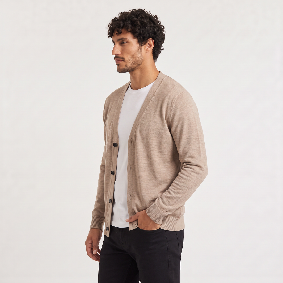 Men's Knit V-Neck Button-Front Cardigan Jumper