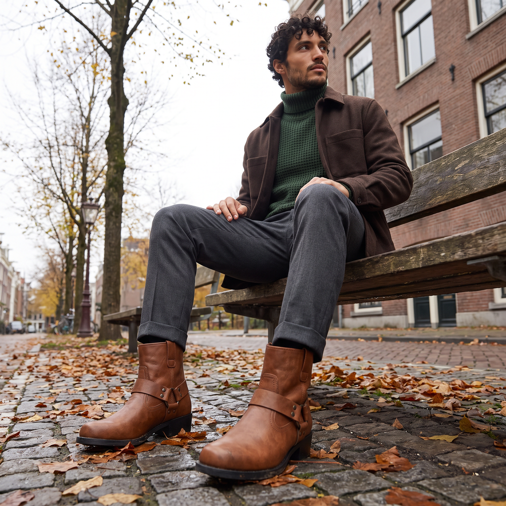 Men's Harness Strap Ankle Boots
