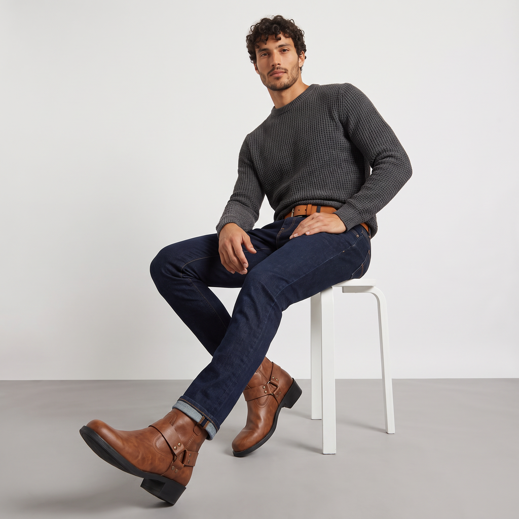 Men's Harness Strap Ankle Boots