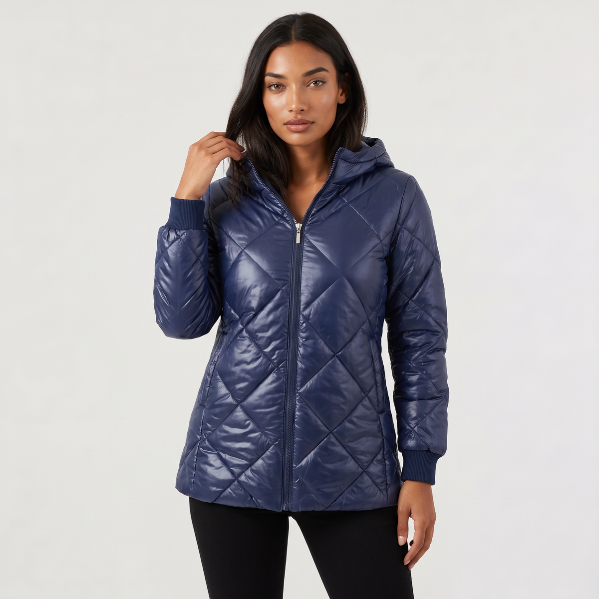 Women's Quilted Hooded Mid-Length Jacket