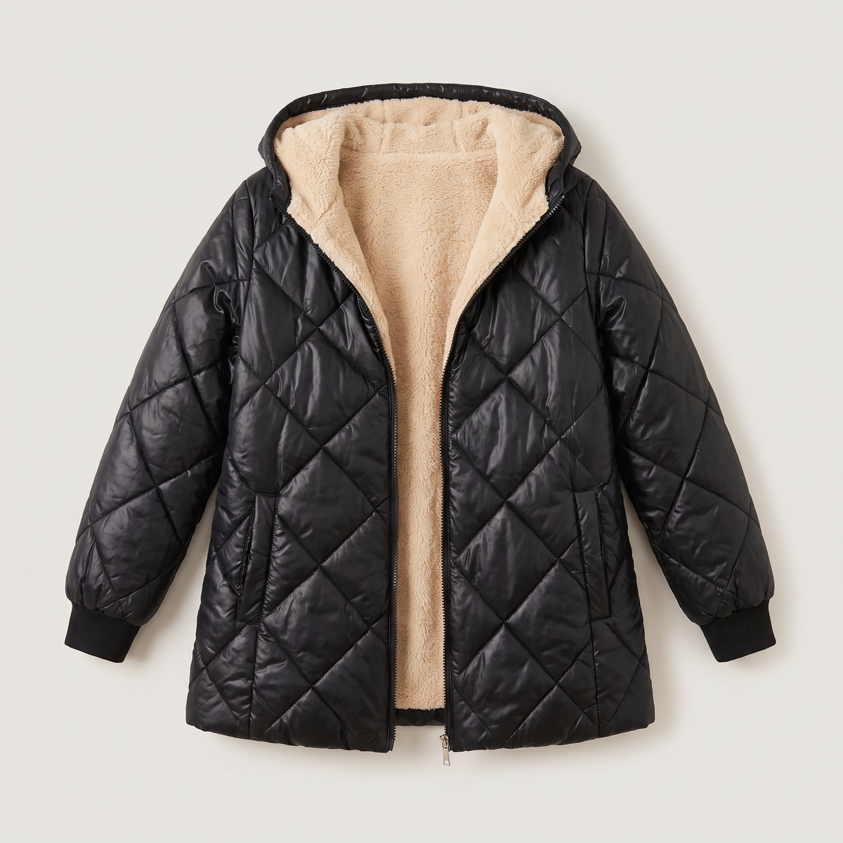 Women's Quilted Hooded Mid-Length Jacket