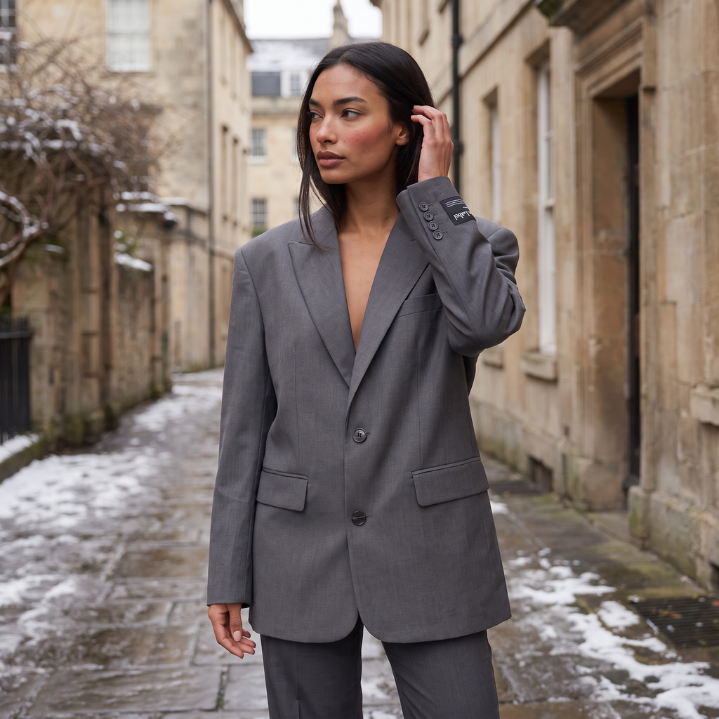 Women's Oversized Notched Lapel Tailored Blazer