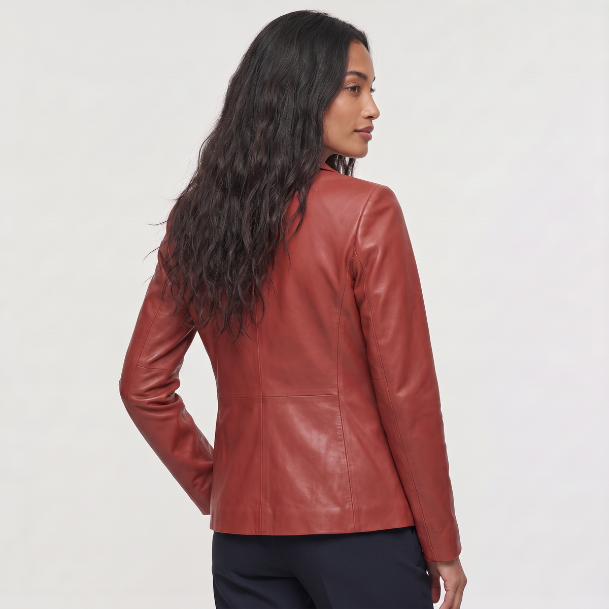 Women's Tailored Notch Lapel Leather Blazer