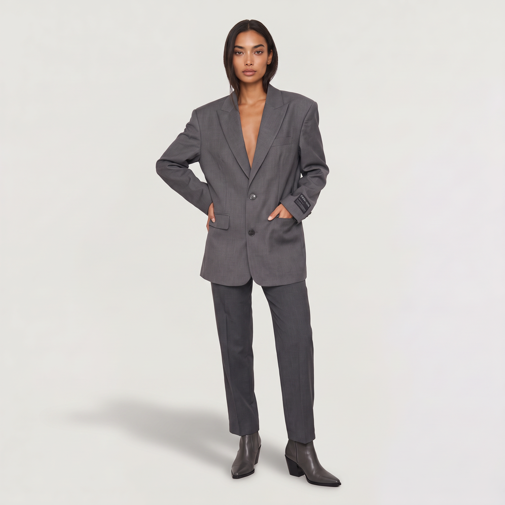 Women's Oversized Notched Lapel Tailored Blazer