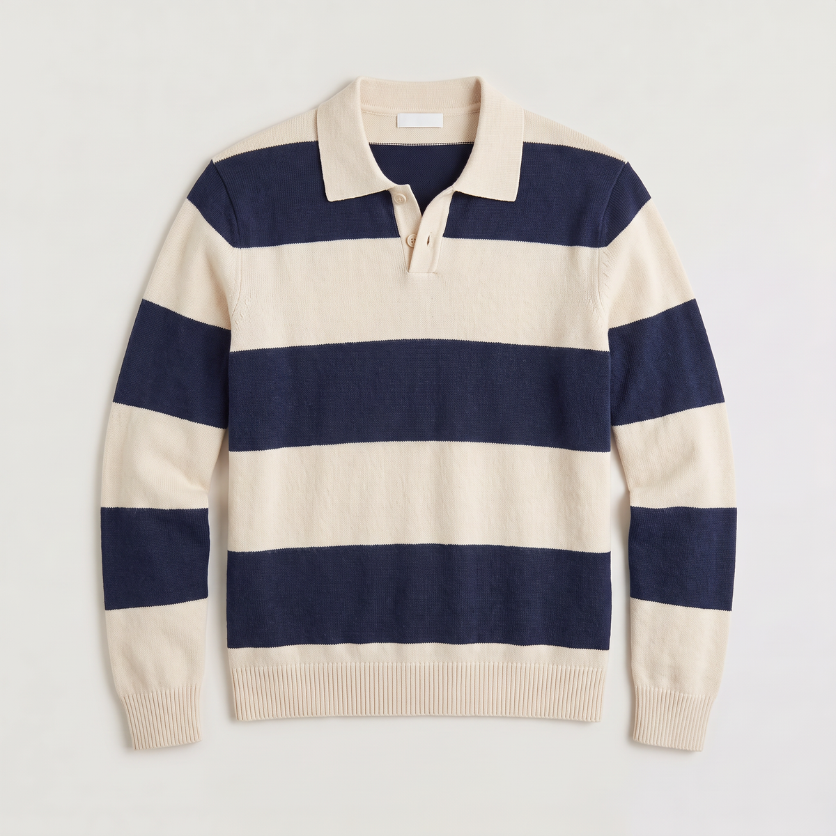 Men's Classic Striped Knit Polo Jumper
