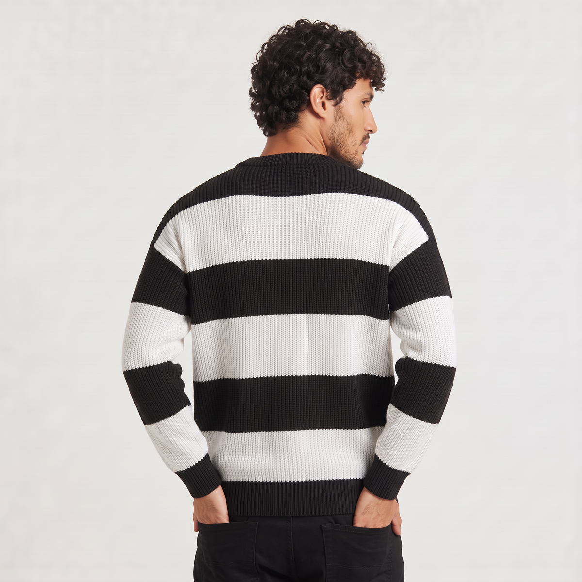 Men's Striped Crew Neck Knit Jumper