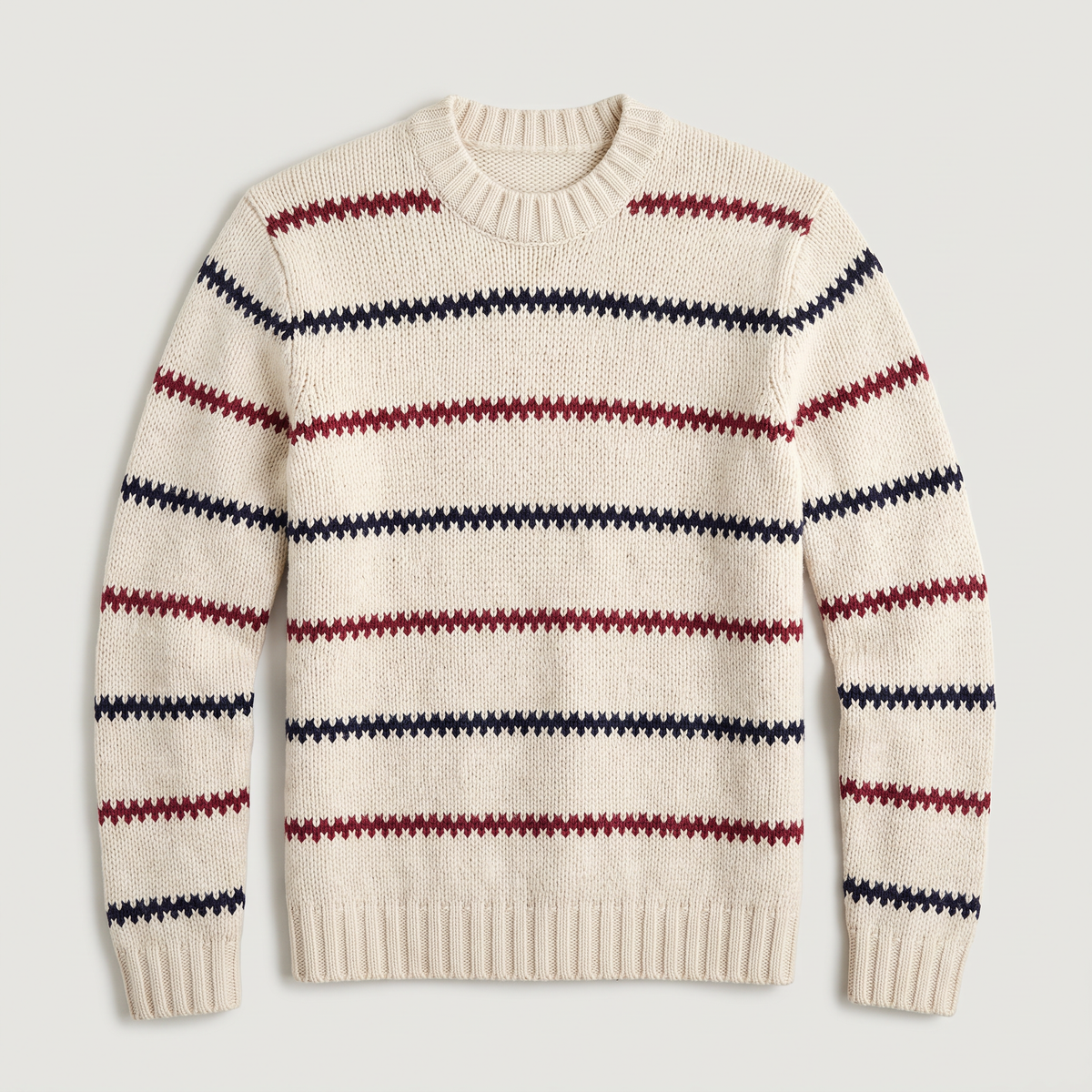 Men's Textured Striped Crew Neck Jumper