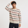 Men's Textured Striped Crew Neck Jumper