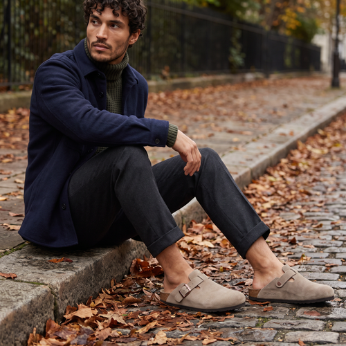 Men's Buckle Strap Slip-On Clogs