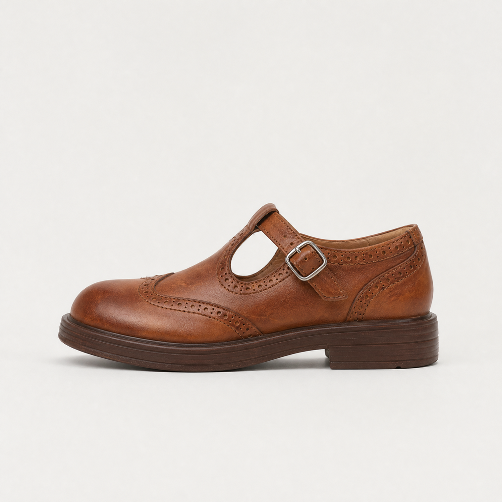 Women's T-Bar Brogue Mary Jane Shoes