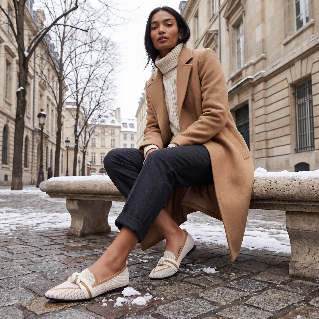 Women's Pointed Knit Slip-On Loafers