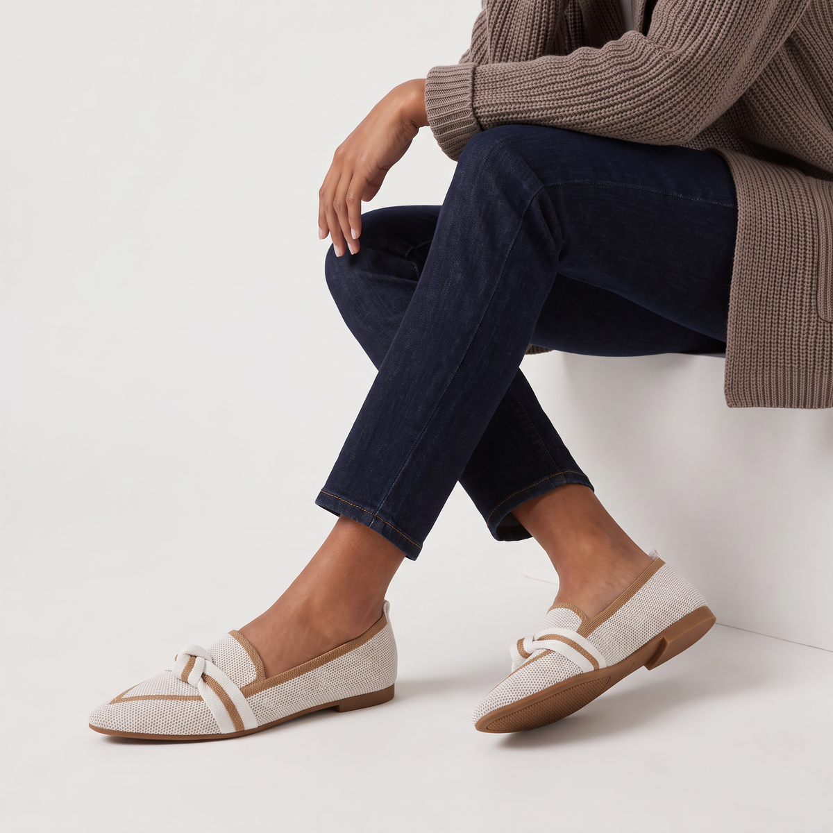 Women's Pointed Knit Slip-On Loafers