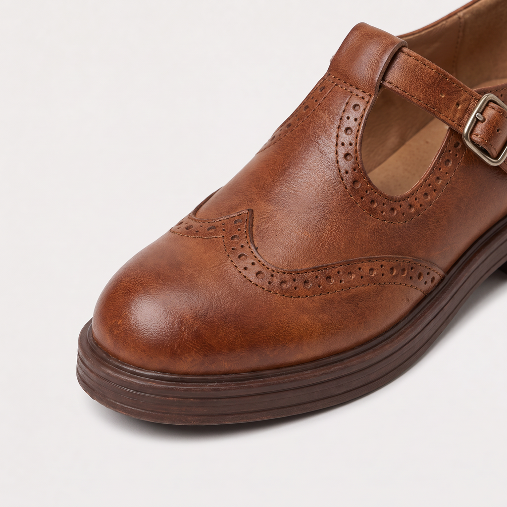 Women's T-Bar Brogue Mary Jane Shoes
