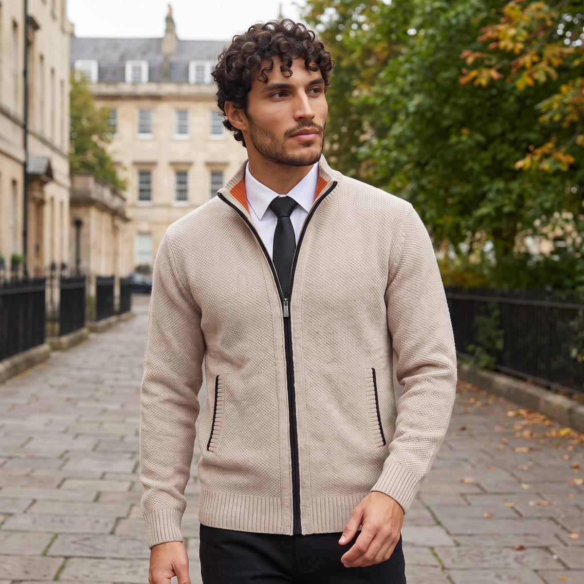 Men's Full-Zip Stand Collar Knit Cardigan